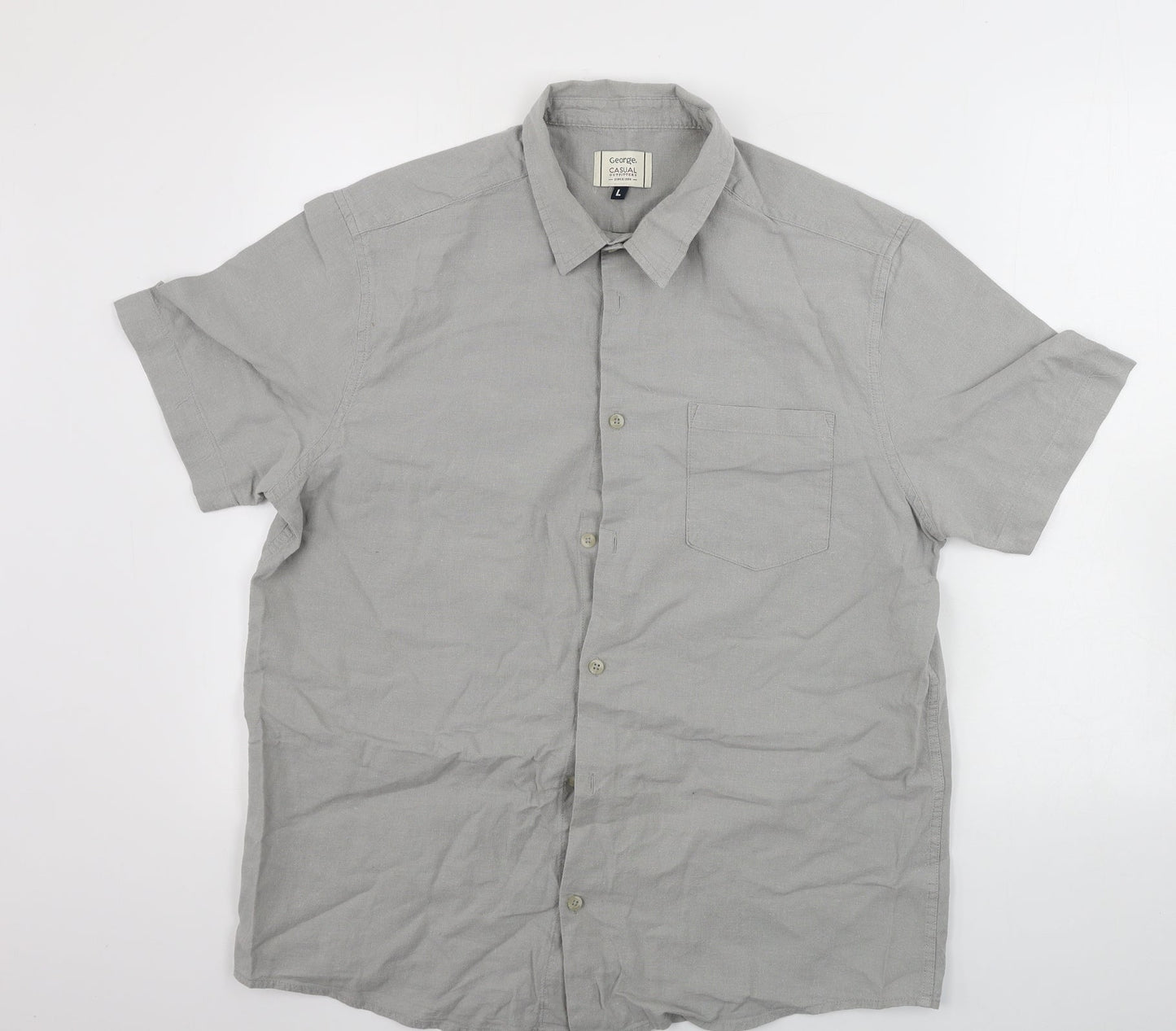 George  Mens Grey    Button-Up Size L