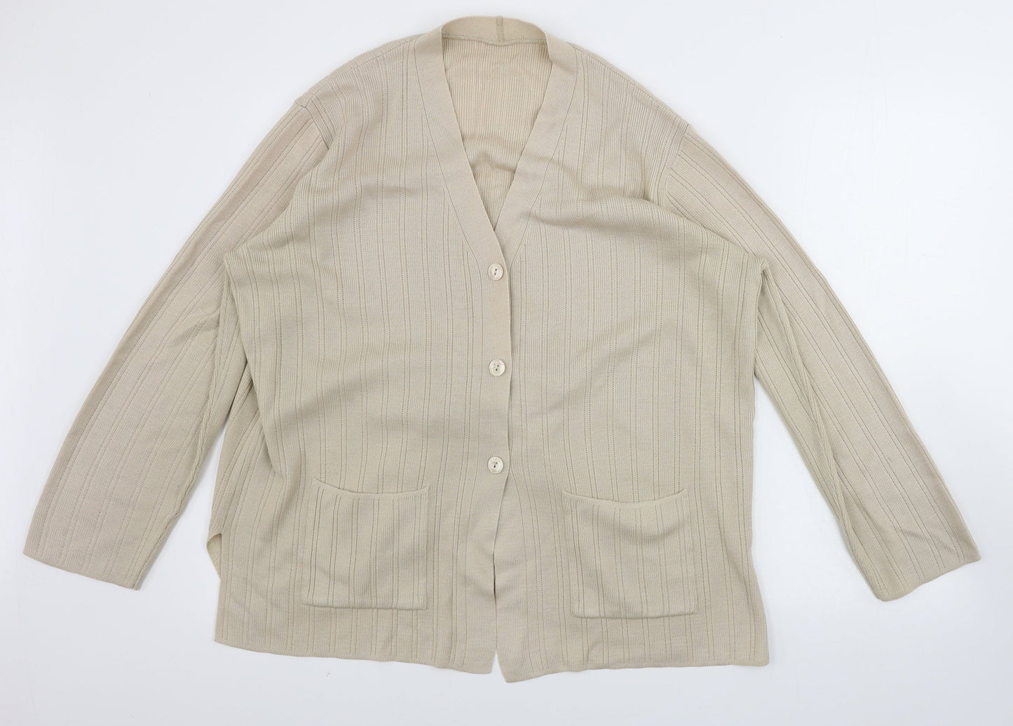 Womens UK Size 16 Marks and Spencer Beige Cardigan Jumper