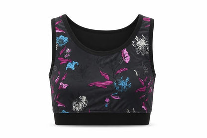 Front view of TZ women’s black floral basic tank, size S