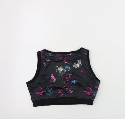 Back view of TZ women’s black floral basic tank, size S