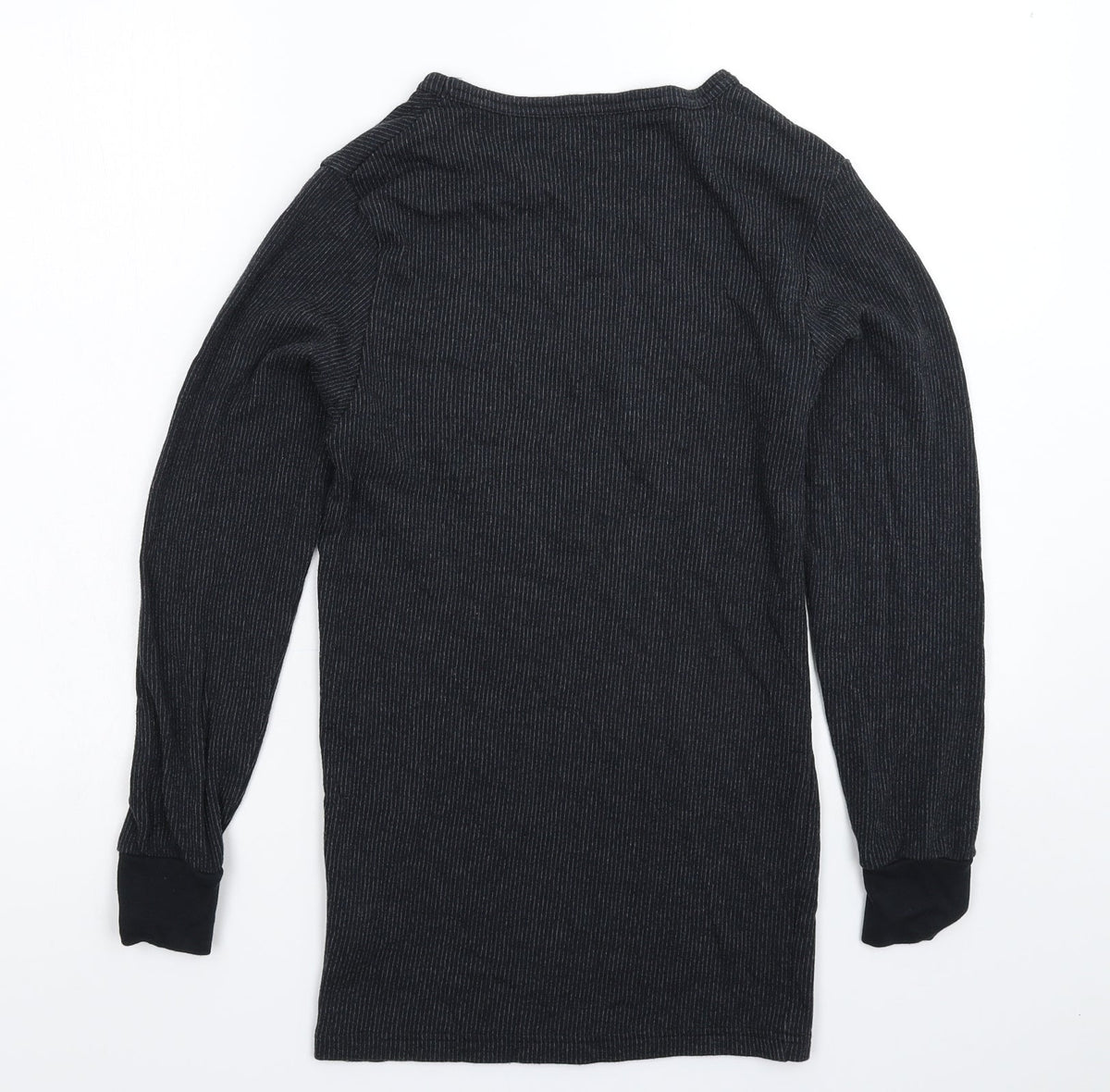 Back view of F&F men’s grey striped pullover casual, size S