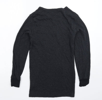 Back view of F&F men’s grey striped pullover casual, size S