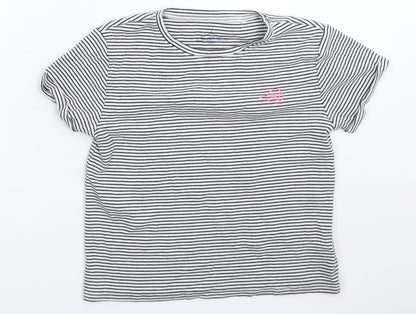 Additional front view of Next girls’ white striped basic t-shirt, size 10, years