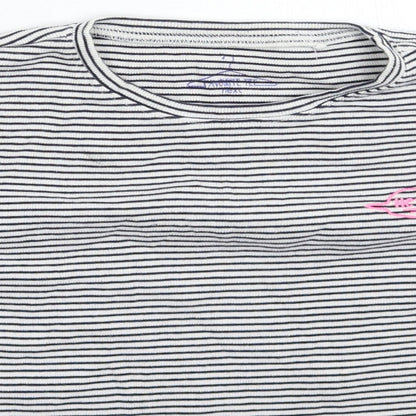 Close-up detail of Next girls’ white striped basic t-shirt, size 10, years