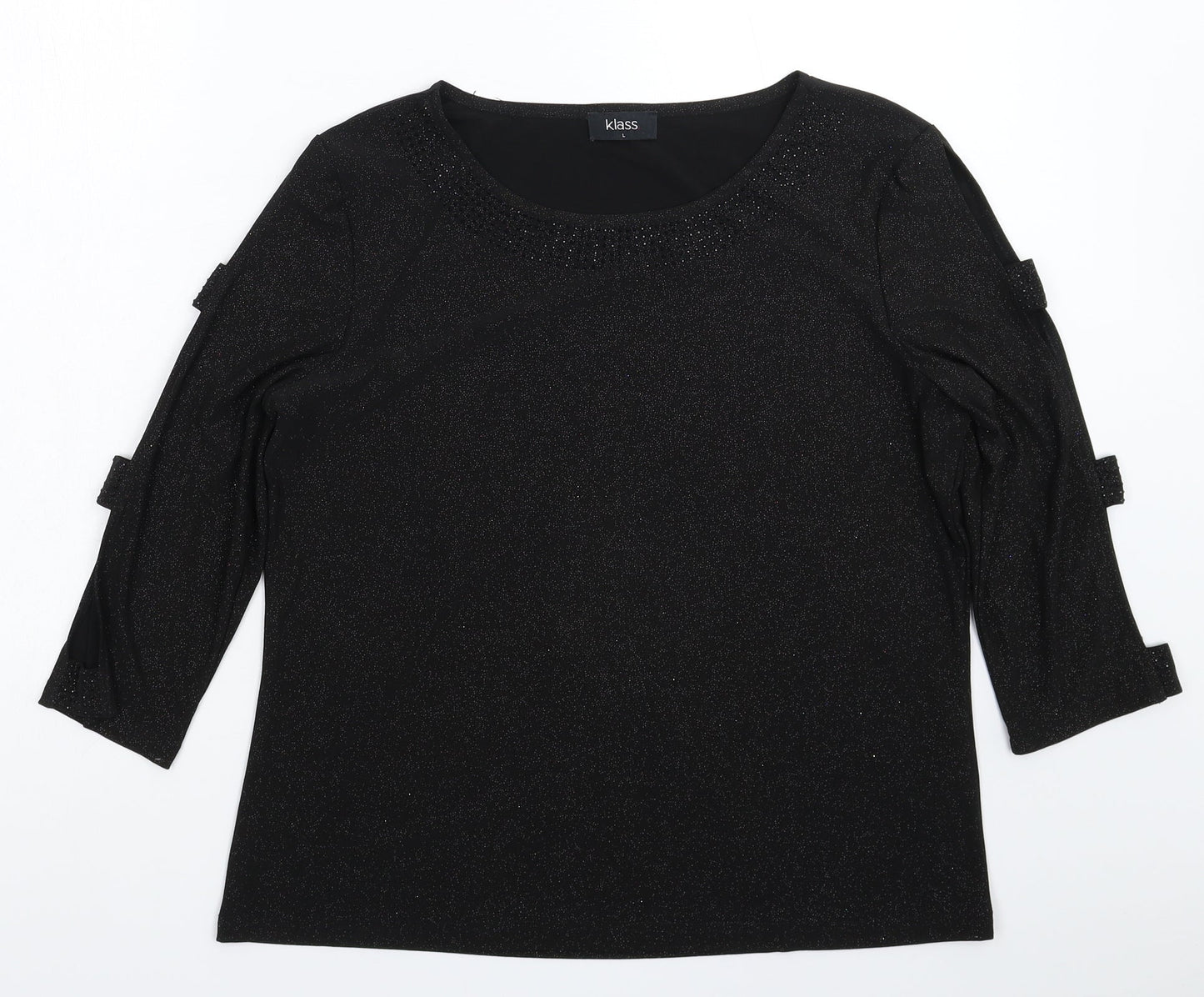 Womens UK Size L Klass Black Basic T-Shirt