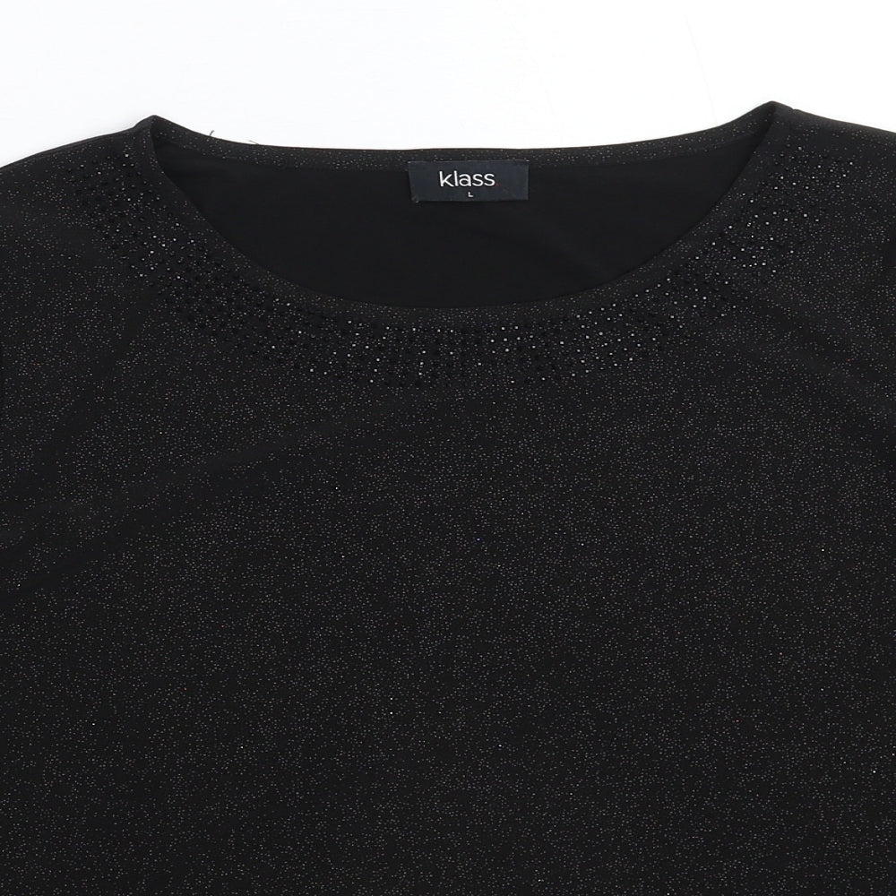 Womens UK Size L Klass Black Basic T-Shirt