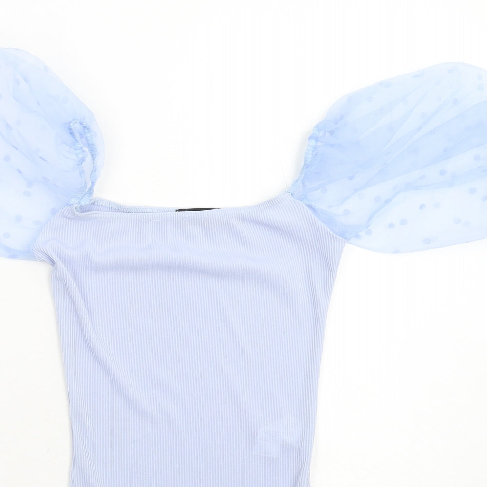 PRETTYLITTLETHING Womens Blue   Bodysuit One-Piece Size 6