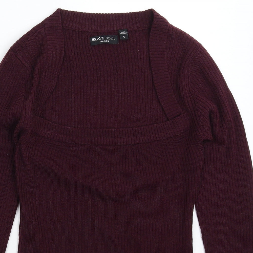 Womens UK Size S Brave Soul Brown Pullover Jumper