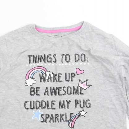 Pep&Co Girls Grey Solid  Top Pyjama Top Size 11-12 Years