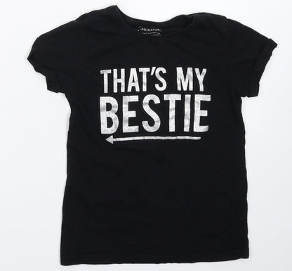Additional front view of Primark girls’ black basic t-shirt, size 10-11, years