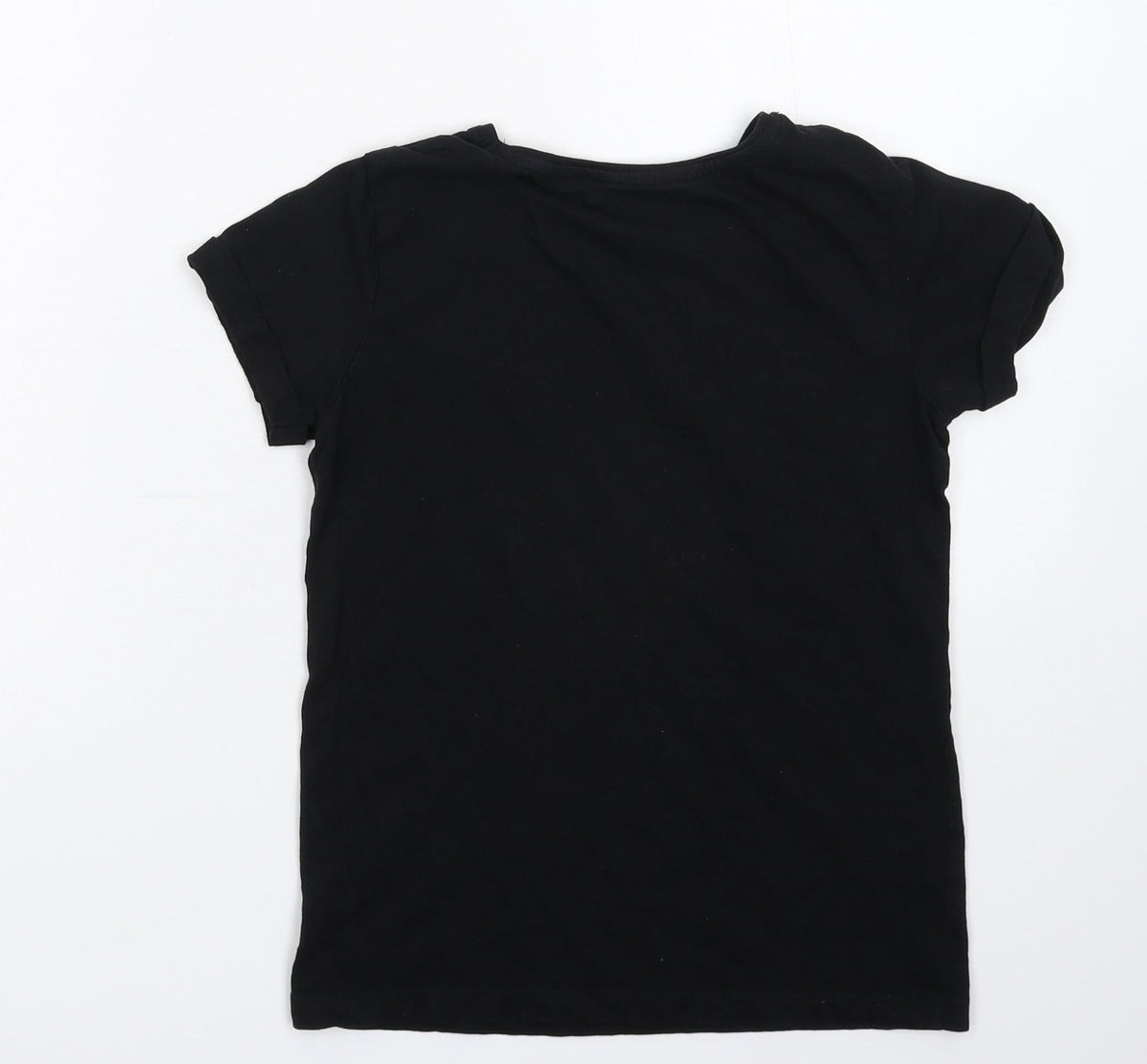 Back view of Primark girls’ black basic t-shirt, size 10-11, years