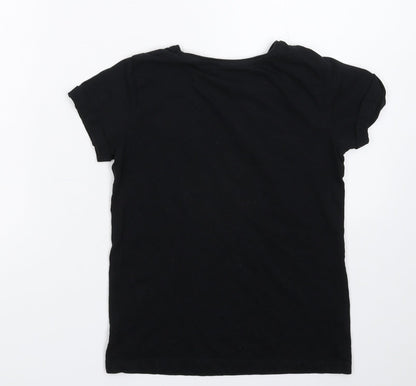 Back view of Primark girls’ black basic t-shirt, size 10-11, years