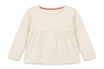 Front view of Tu girls’ beige basic t-shirt, size 6-7, years