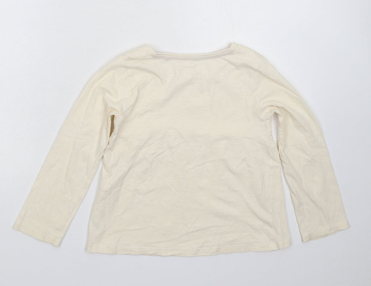 Back view of Tu girls’ beige basic t-shirt, size 6-7, years
