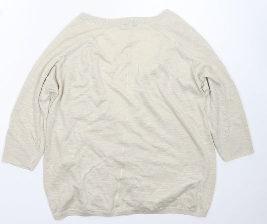 Marks and Spencer Womens Beige  Knit Cardigan Jumper Size 12