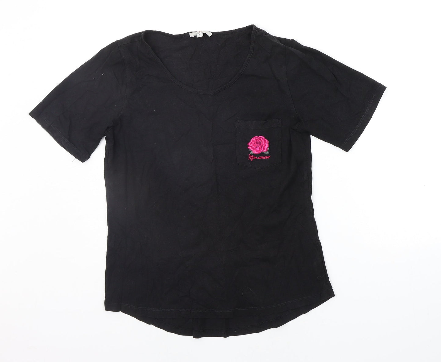 Womens UK Size S Preworn Black Basic T-Shirt