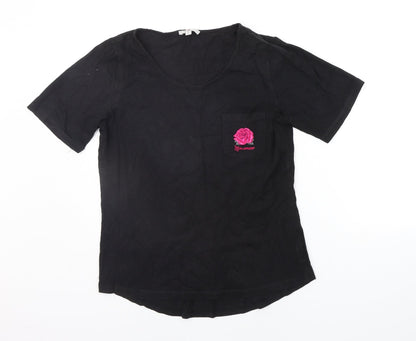 Womens UK Size S Preworn Black Basic T-Shirt