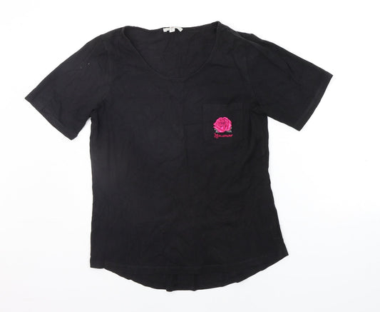 Womens UK Size S Preworn Black Basic T-Shirt