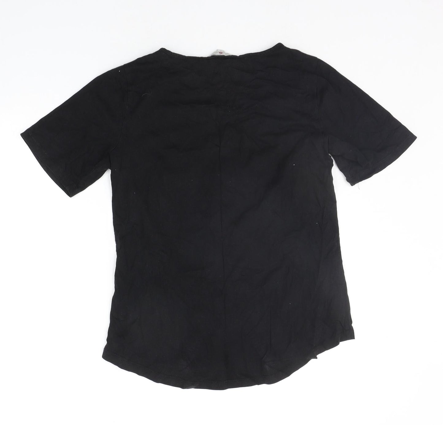 Womens UK Size S Preworn Black Basic T-Shirt