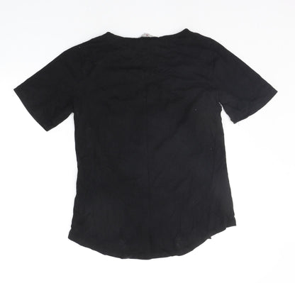 Womens UK Size S Preworn Black Basic T-Shirt
