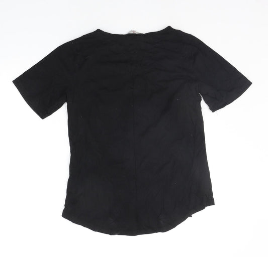 Womens UK Size S Preworn Black Basic T-Shirt