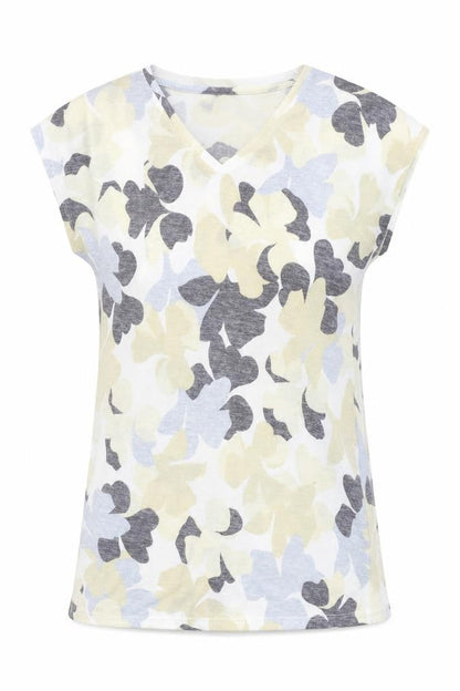 Front view of Marks & Spencer women’s white floral a-line, size UK 8