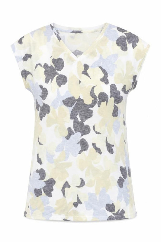 Front view of Marks & Spencer women’s white floral a-line, size UK 8