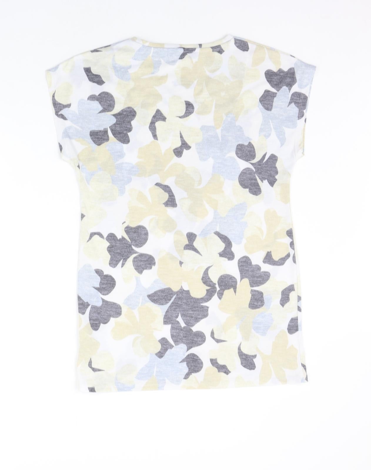 Marks and Spencer Womens White Floral  A-Line  Size 8