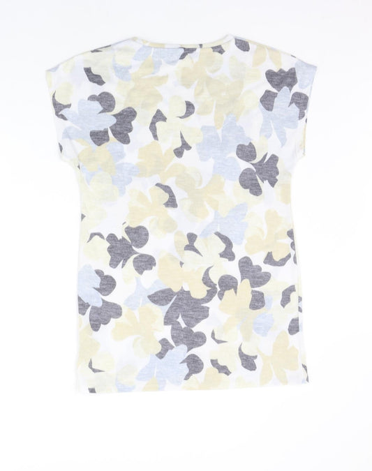 Marks and Spencer Womens White Floral  A-Line  Size 8