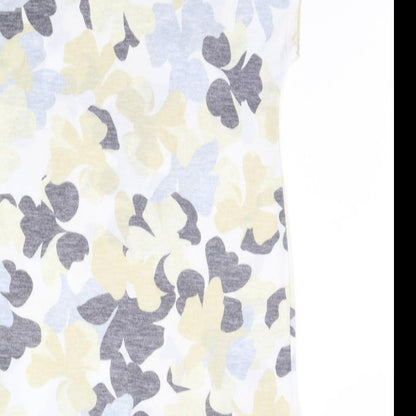 Marks and Spencer Womens White Floral  A-Line  Size 8