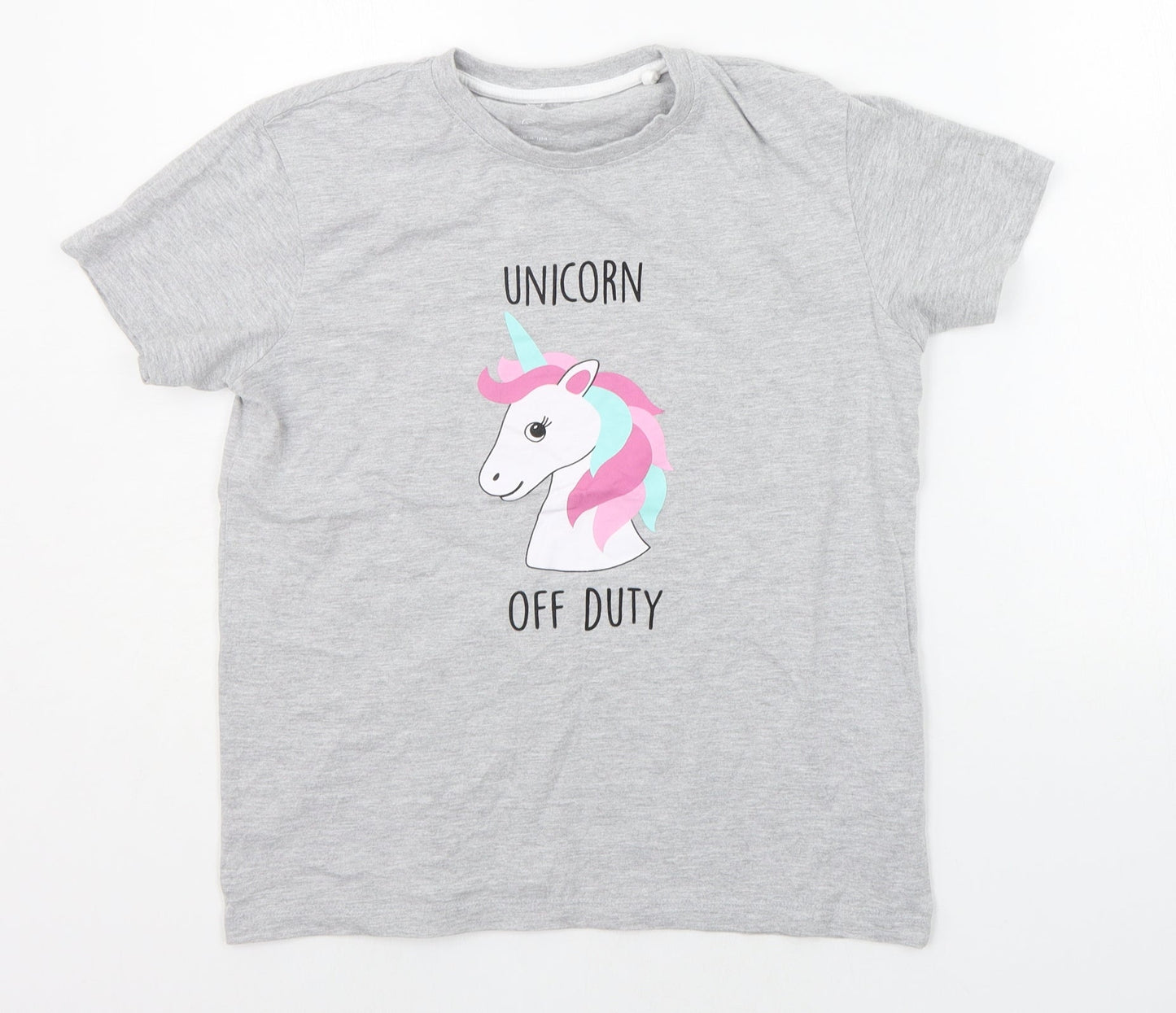 Threadgirls Girls Grey   Basic T-Shirt Size 13 Years  - UNICORN