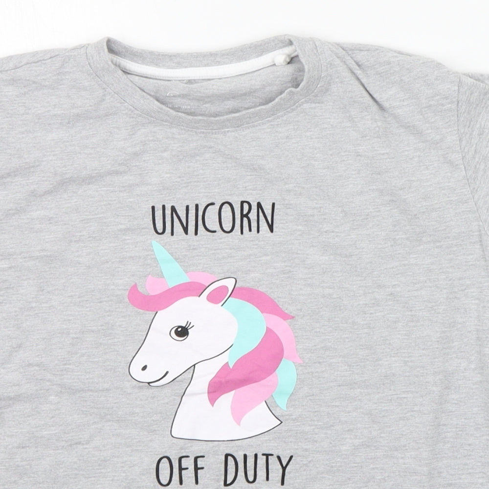 Threadgirls Girls Grey   Basic T-Shirt Size 13 Years  - UNICORN