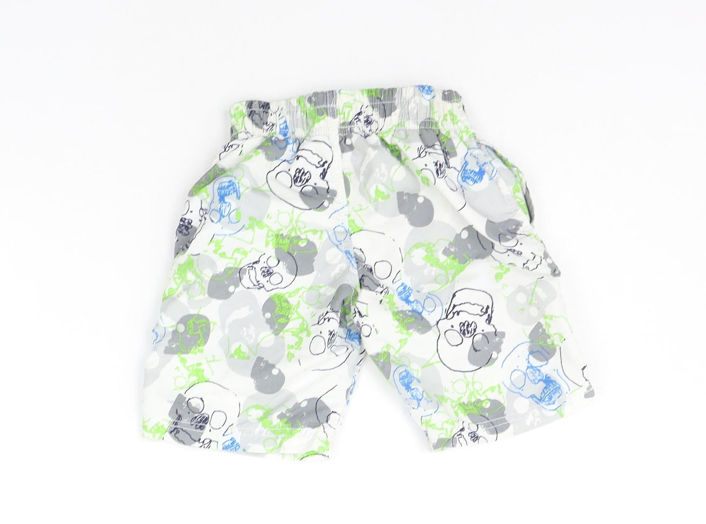 Rebal Boys White Geometric  Sweat Shorts Size 2-3 Years - SWIM SHORTS