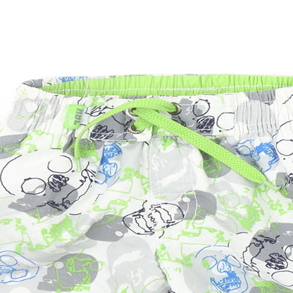 Rebal Boys White Geometric  Sweat Shorts Size 2-3 Years - SWIM SHORTS