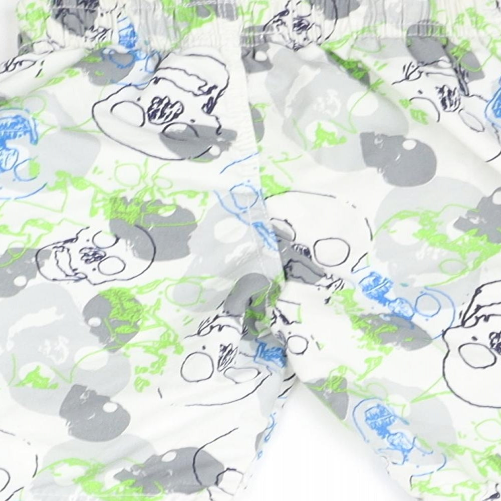 Rebal Boys White Geometric  Sweat Shorts Size 2-3 Years - SWIM SHORTS