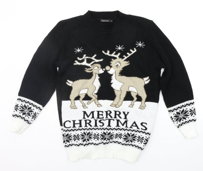 Boohoo Womens Black Geometric  Pullover Jumper Size M  - CHRITMAS