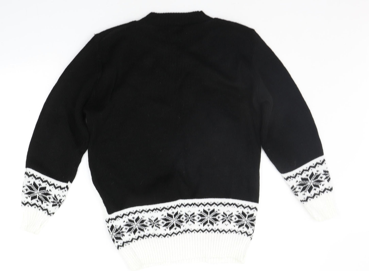 Boohoo Womens Black Geometric  Pullover Jumper Size M  - CHRITMAS