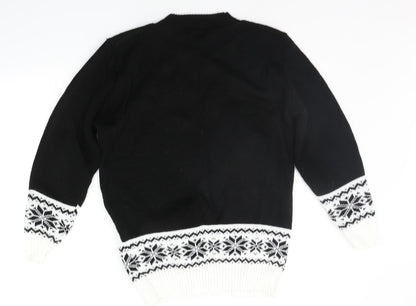 Boohoo Womens Black Geometric  Pullover Jumper Size M  - CHRITMAS