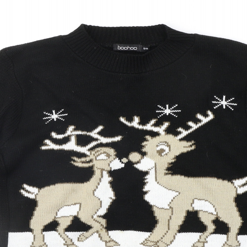 Boohoo Womens Black Geometric  Pullover Jumper Size M  - CHRITMAS