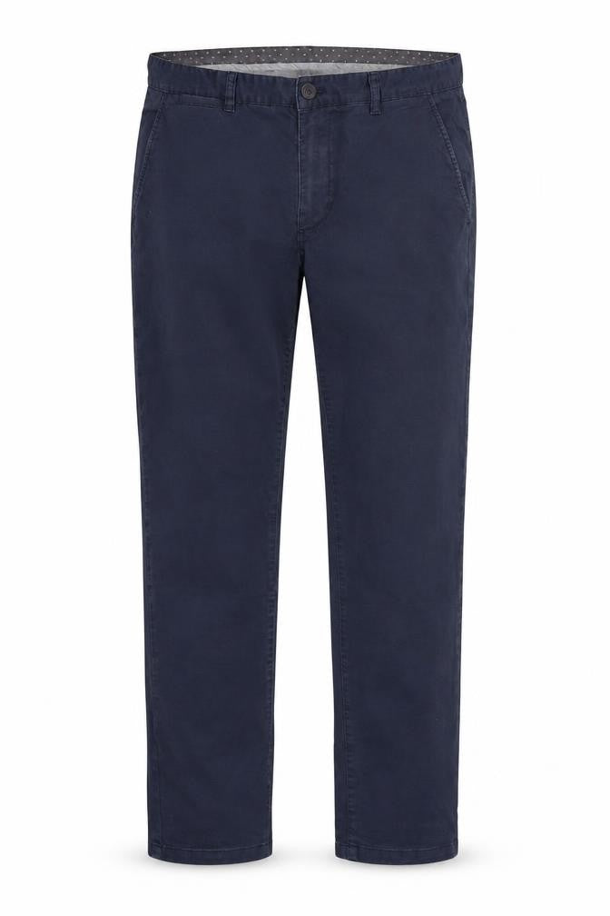 Front view of Marks & Spencer women’s blue trousers, size UK 38, in, 29-inch leg