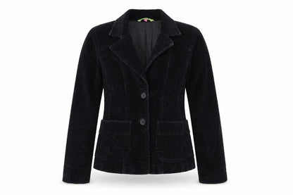 Front view of refree women’s black jacket, size M