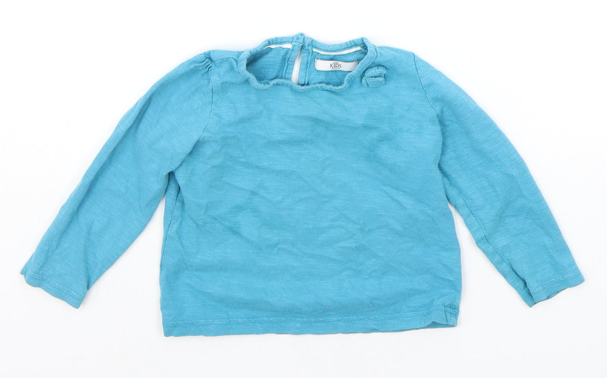 Front view of Marks & Spencer boys’ blue basic t-shirt, size 2-3, years