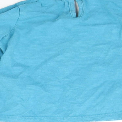 Brand and care label for Marks & Spencer boys’ blue basic t-shirt, size 2-3, years