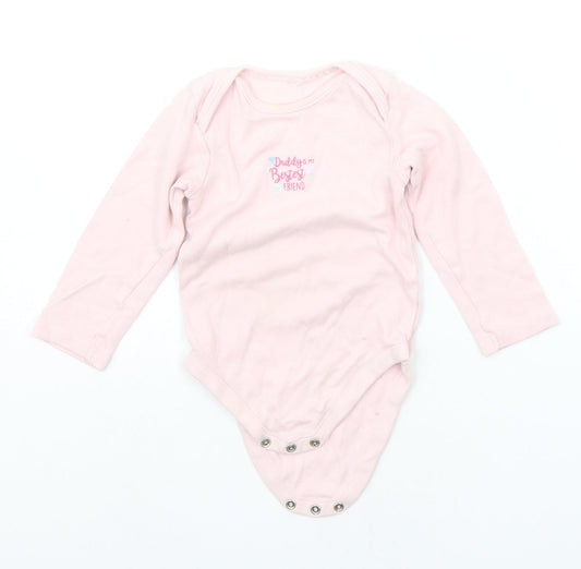 Front view of George Baby Pink Babygrow One-Piece, size 18-24, Months