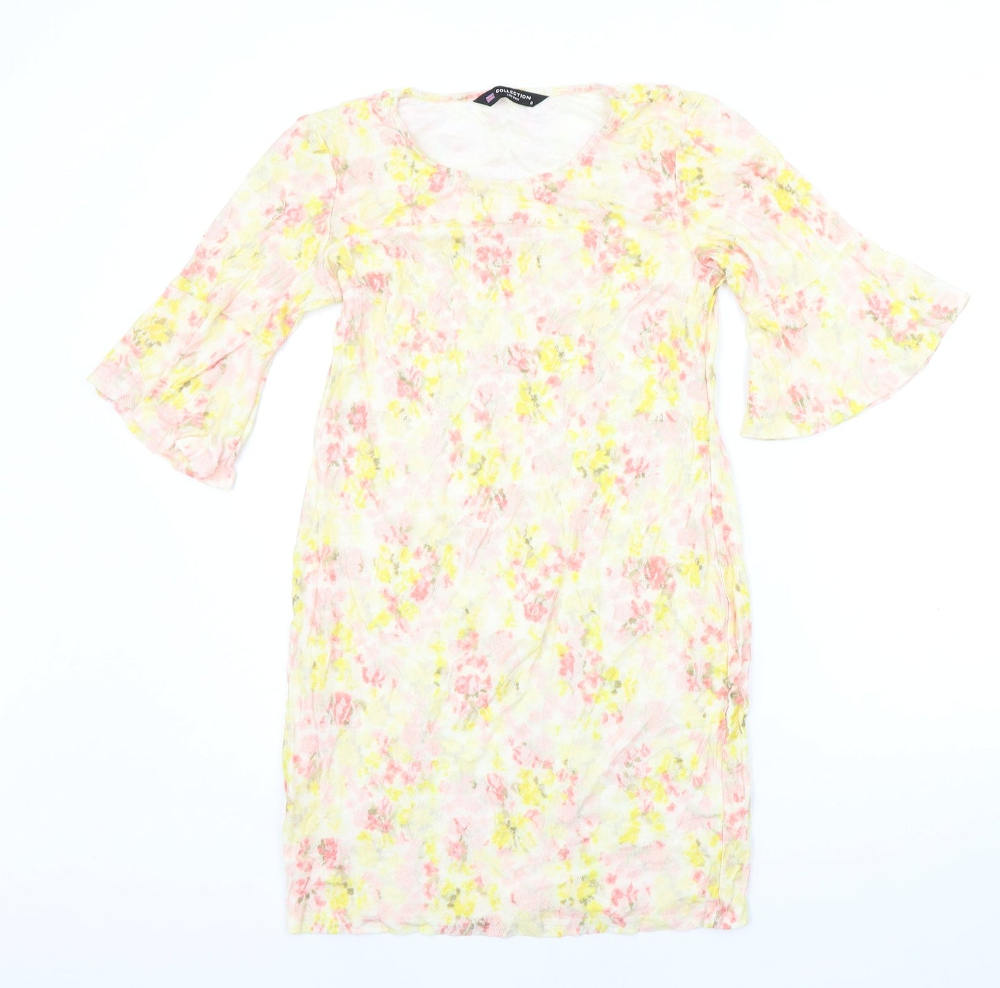 Collection London Girls Yellow Floral  Jumper Dress  Size 8 Years