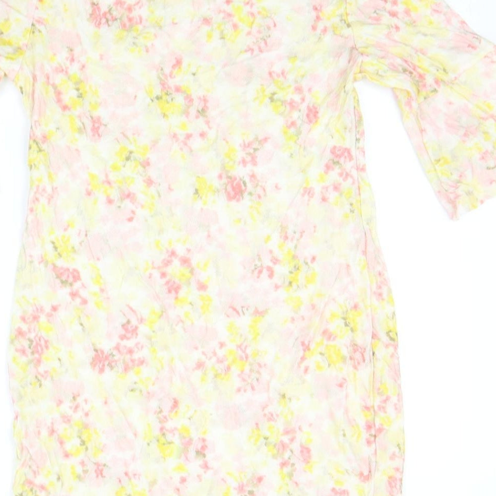 Collection London Girls Yellow Floral  Jumper Dress  Size 8 Years