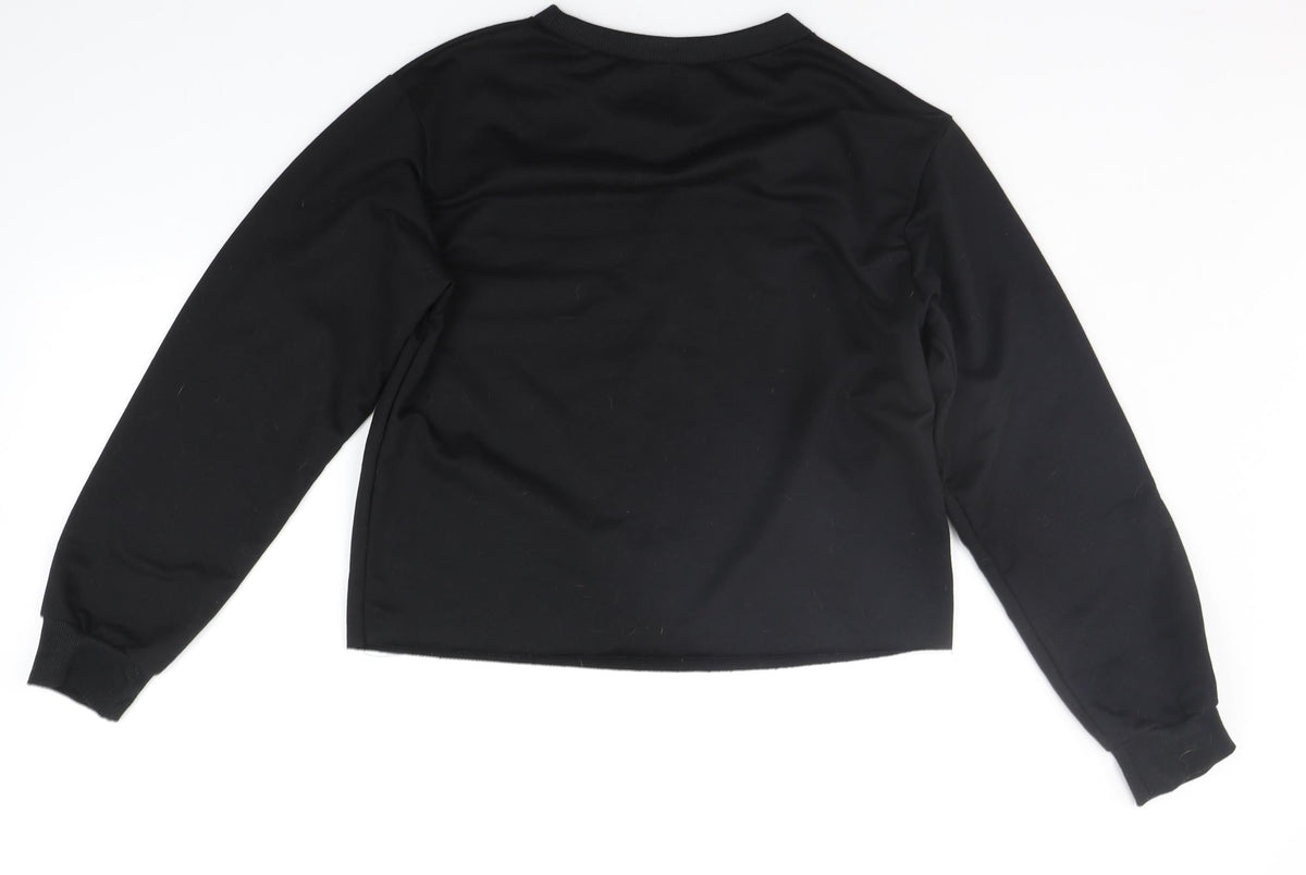 Back view of rowme boys’ black jumper, size M