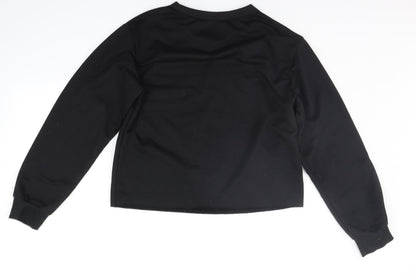 Back view of rowme boys’ black jumper, size M