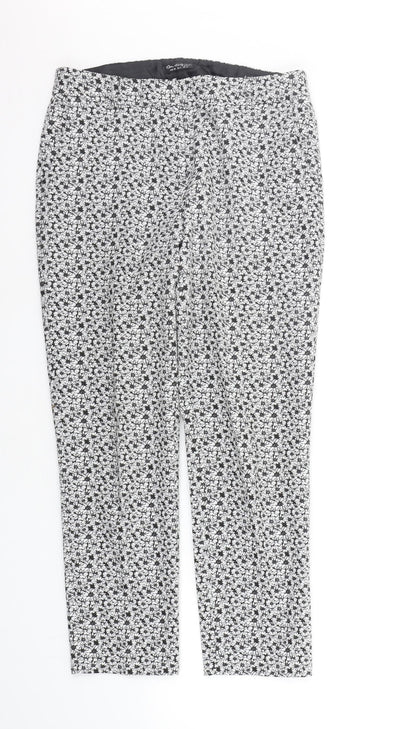 Miss Selfridge Womens White Geometric  Trousers  Size 10 L25 in