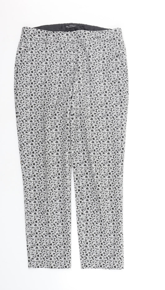 Miss Selfridge Womens White Geometric  Trousers  Size 10 L25 in